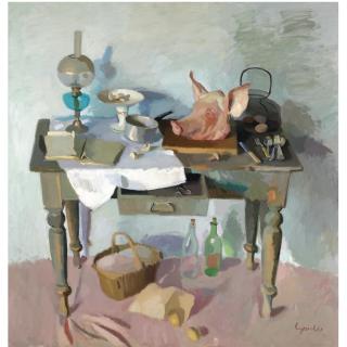 Alexander Goudie - The Kitchen Table (Recto); Still Life With A Stove And A Bird Cage (Verso)