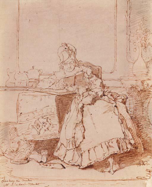 Alexander Hugo Bakker Korff - A woman reading at a table in an elegant interior