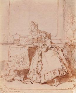 Alexander Hugo Bakker Korff - A woman reading at a table in an elegant interior