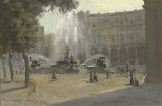 Alexander James Mavrogordato - Figures before the Fontana delle Naiadi, Piazza delle Republica, Rome