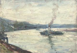 Alexander Jamieson - A paddlesteamer on a river