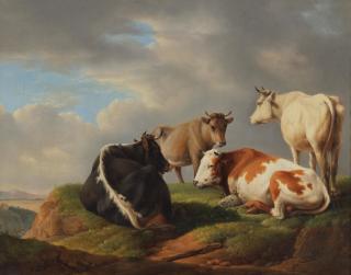 Alexander Johann Dallinger von Dalling - Cattle in a field
