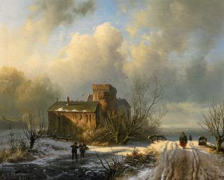 Alexander Joseph Daiwaille - Winterliche Landschaft mit Figurenstaffage