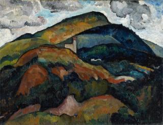 Alexander Kanoldt - Gebirgslandschaft mit Kirche in Südtirol