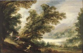 Alexander Keirinckx - A Wooded Landscape With The Hunt Of Diana
