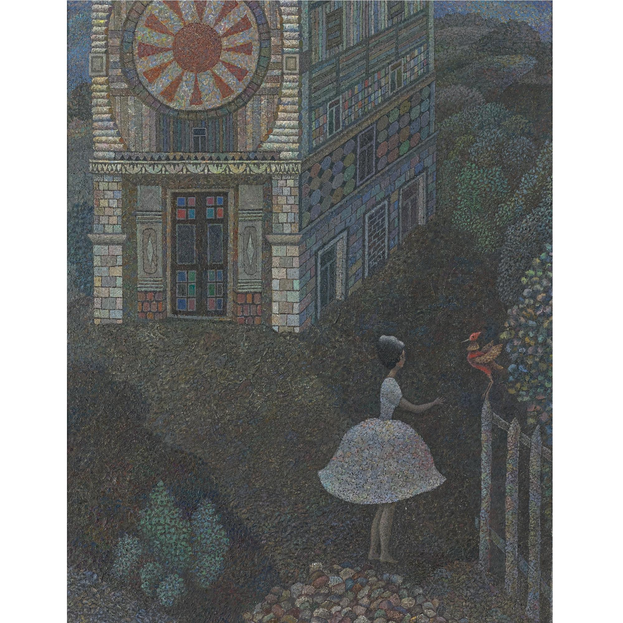 Alexander Kharitonov - Russian Young Woman And A Bird, 1966