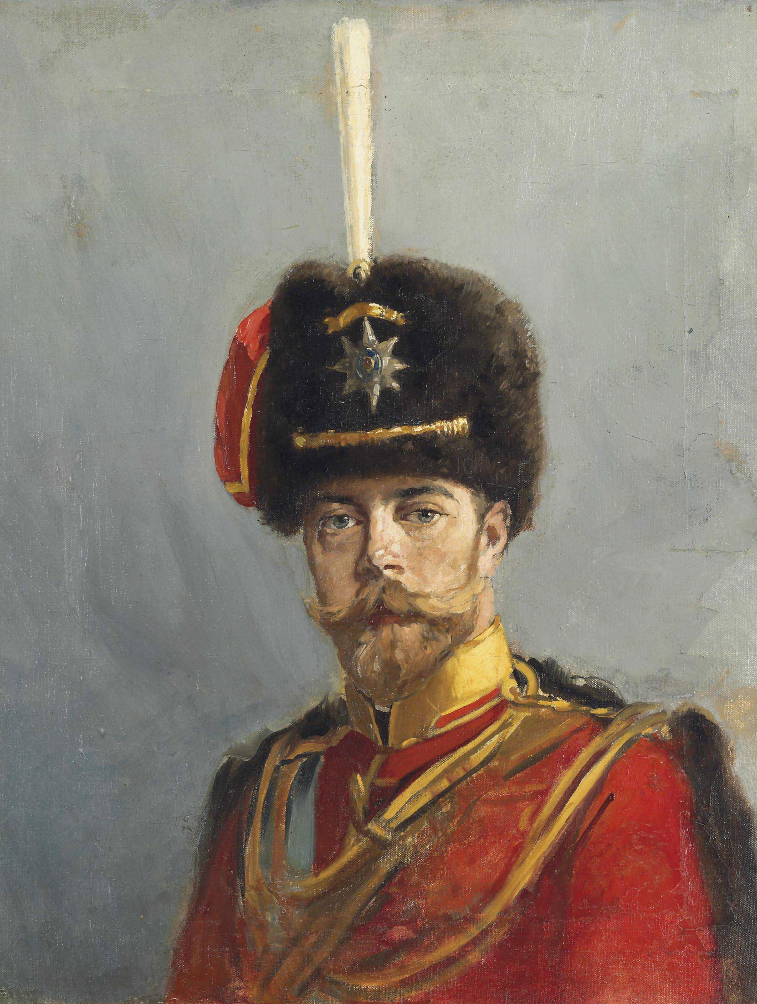 Alexander Makovsky - Study For A Portrait Of Emperor Nicholas II, Chief Of The Guard Hussar Regiment
