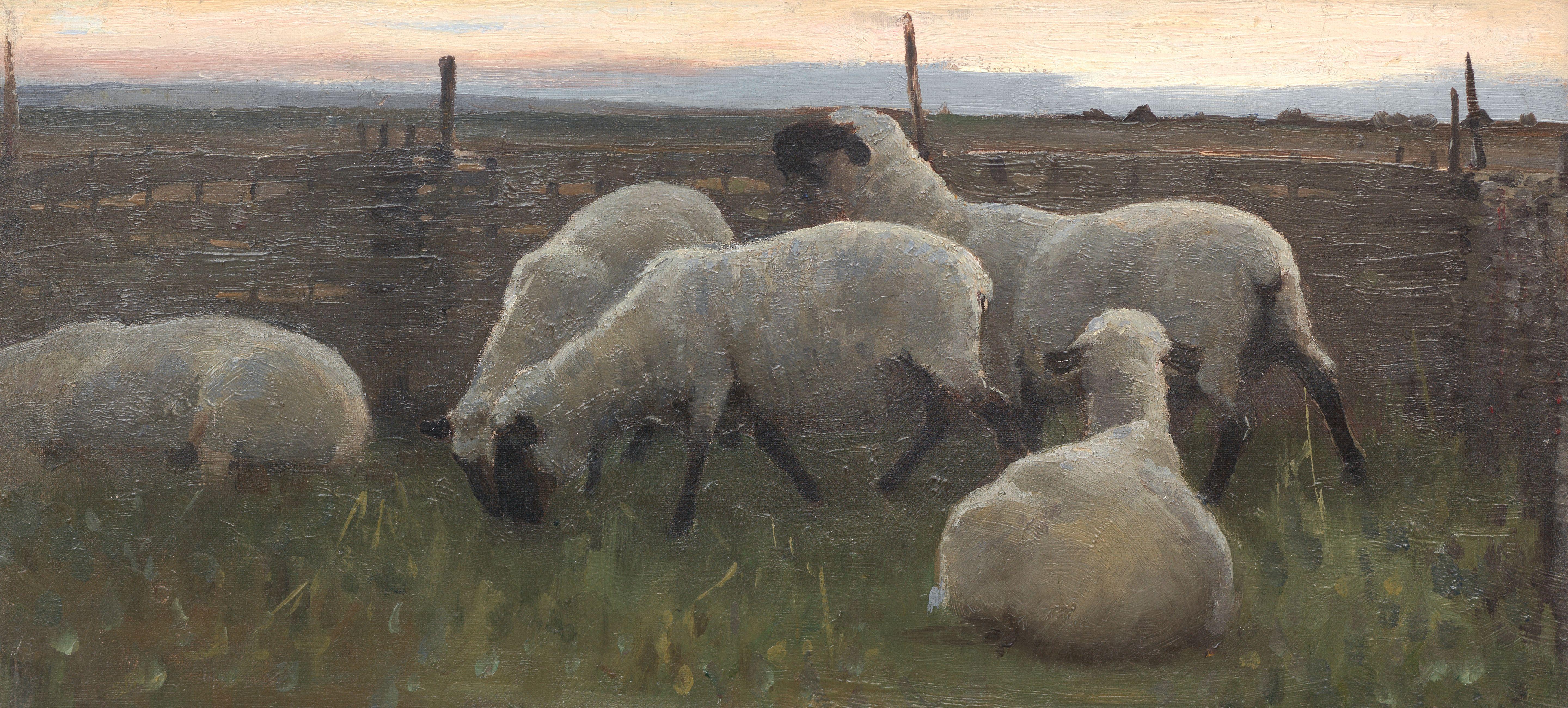 Alexander Mann - Sheep in a Pen