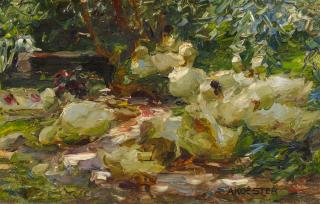 Alexander Max Koester - Enten im Schilf.