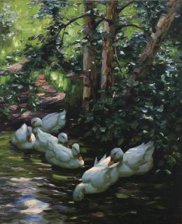 Alexander Max Koester - Sechs Enten Im Wasser