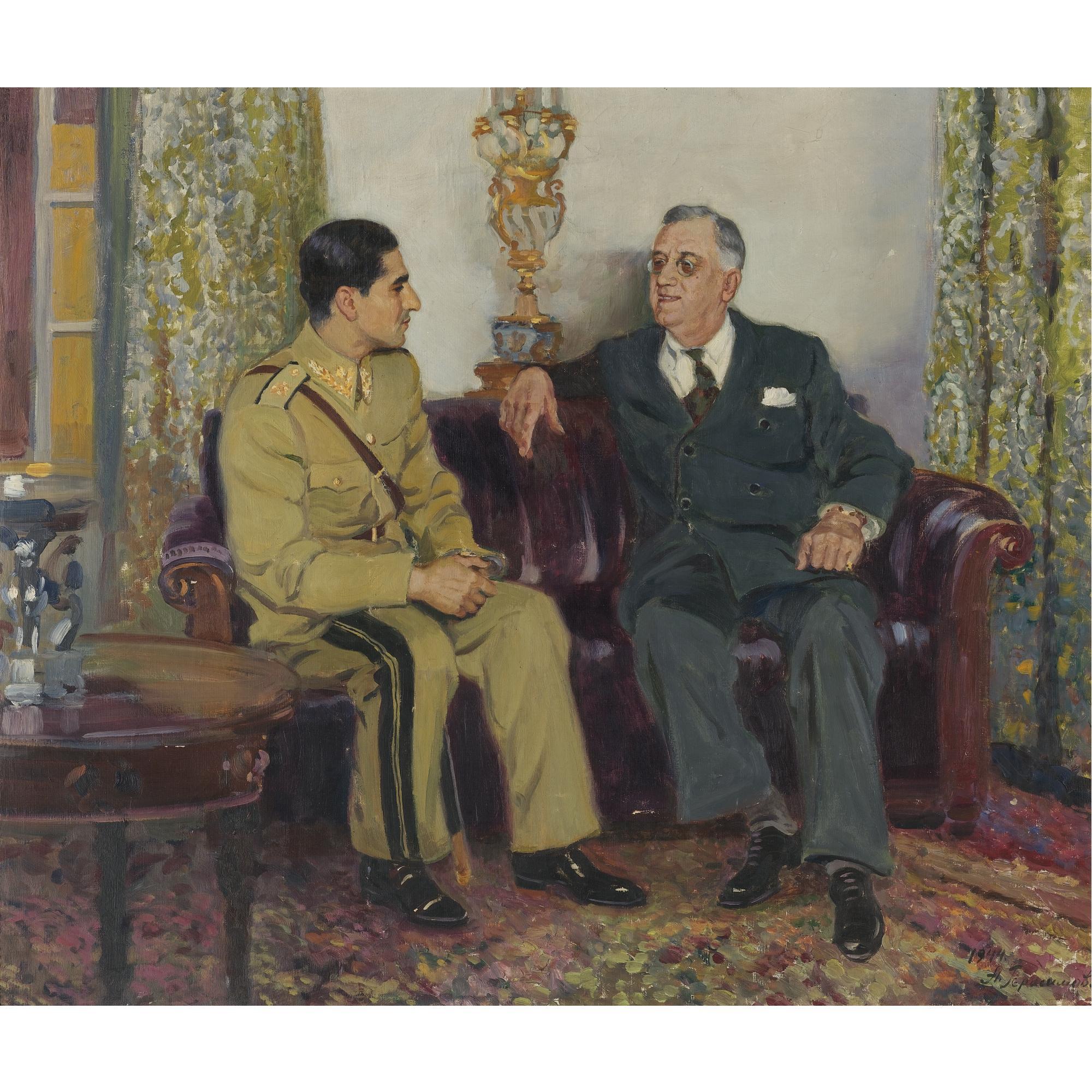 Alexander Mikhailovich Gerasimov - Russian The Meeting Of Franklin Delano Roosevelt And Shah Mohammad Reza Pahlavi Of Iran