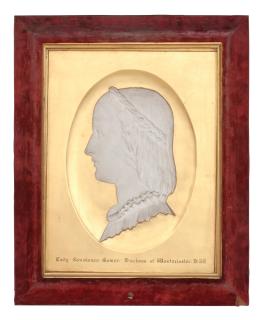 Alexander Munro - A plaster relief profile portrait of Lady Constance Gower, Duchess of Westminster, facing left,