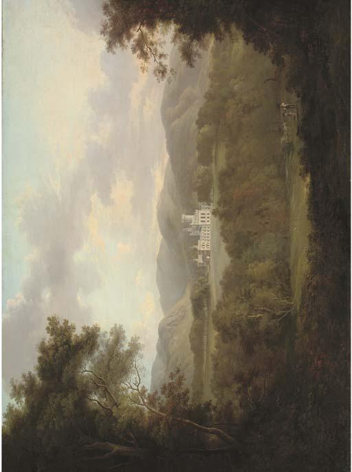 Alexander Nasmyth - View of Dreghorn Castle, Midlothian, with figures and a hay cart in the foreground