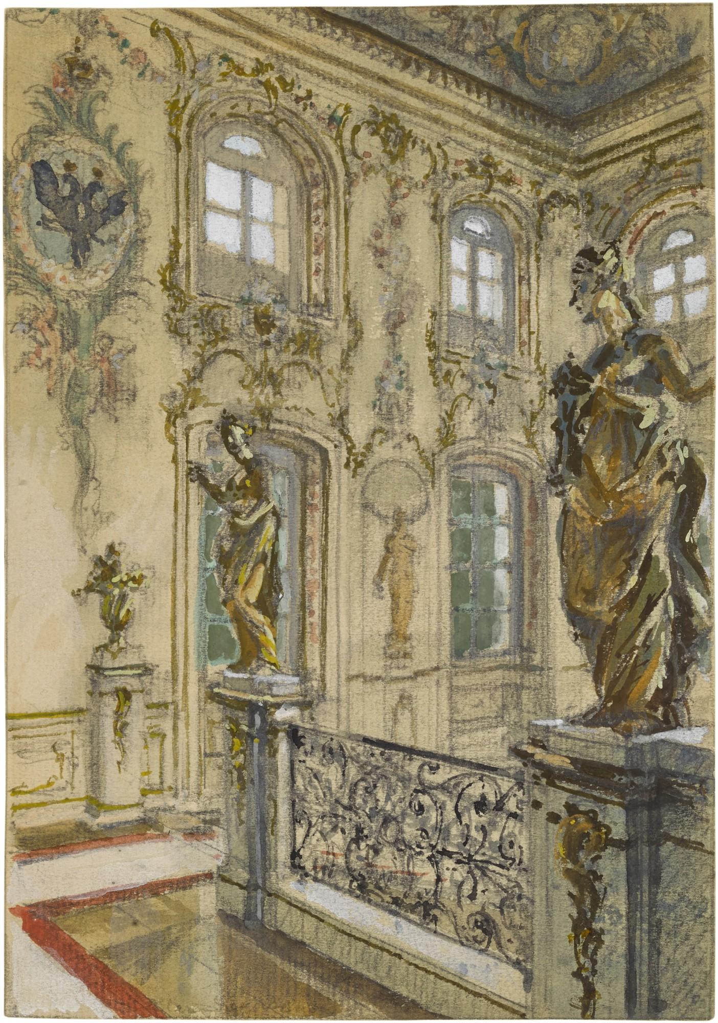 Alexander Nikolaevich Benois - The Grand Staircase at Peterhof Palace