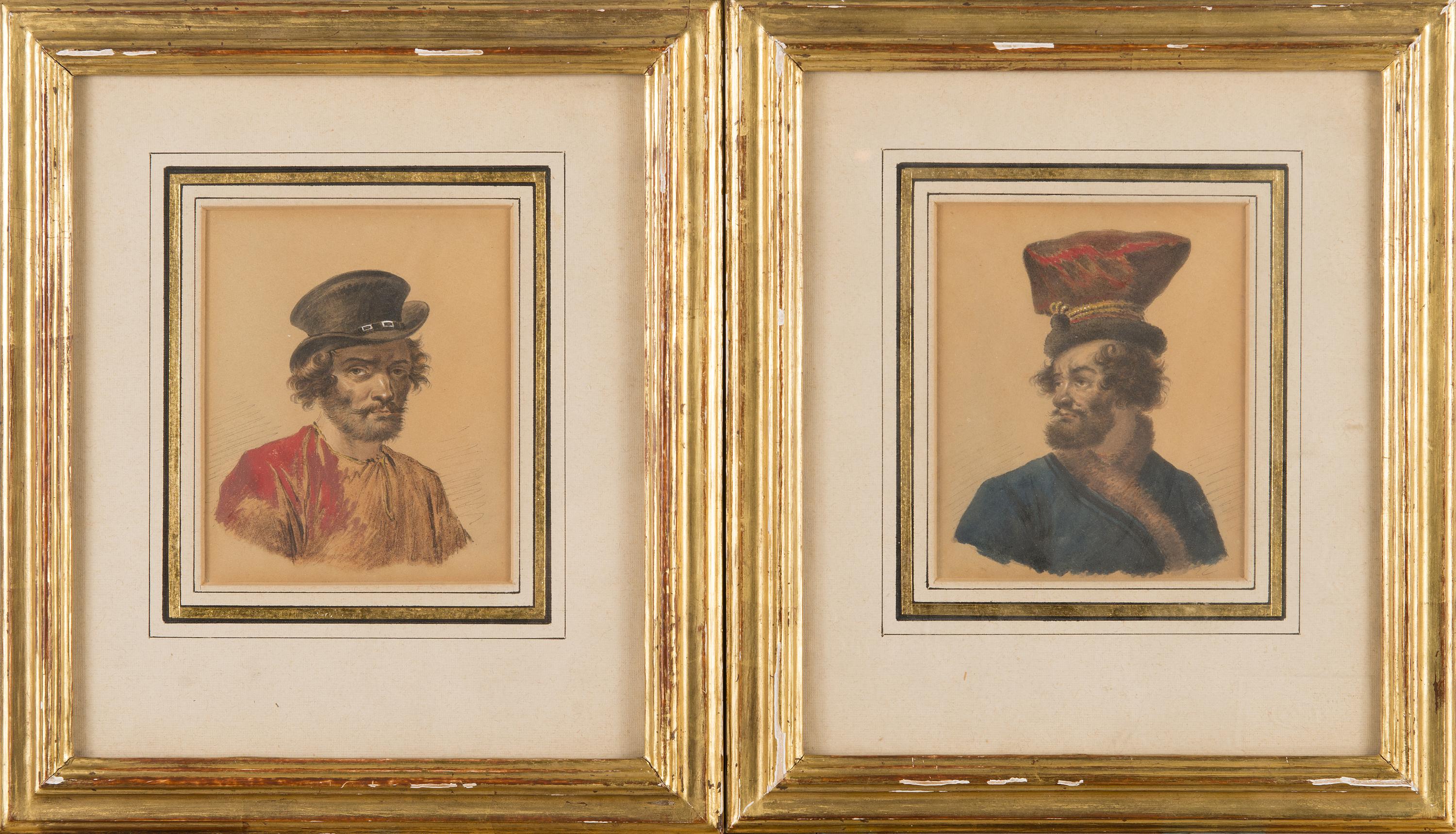 Alexander Ossipovich Orlowsky - Two Male Portraits.