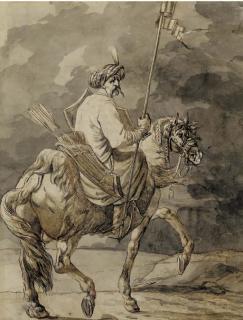 Alexander Ossipovitch Orlovsky - An Oriental horseman holding a standard