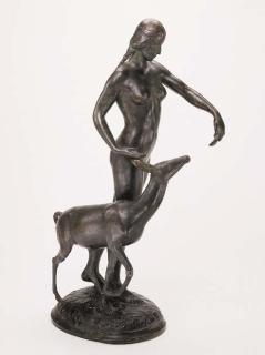 Alexander Phimister Proctor - \'Indian Maiden and Fawn\', A Bronze Figural Group