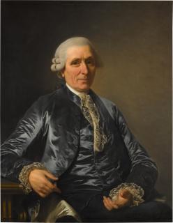 Alexander Roslin - Portrait of a gentleman, three-quarter-length, wearing a blue silk suit, sitting in a chair