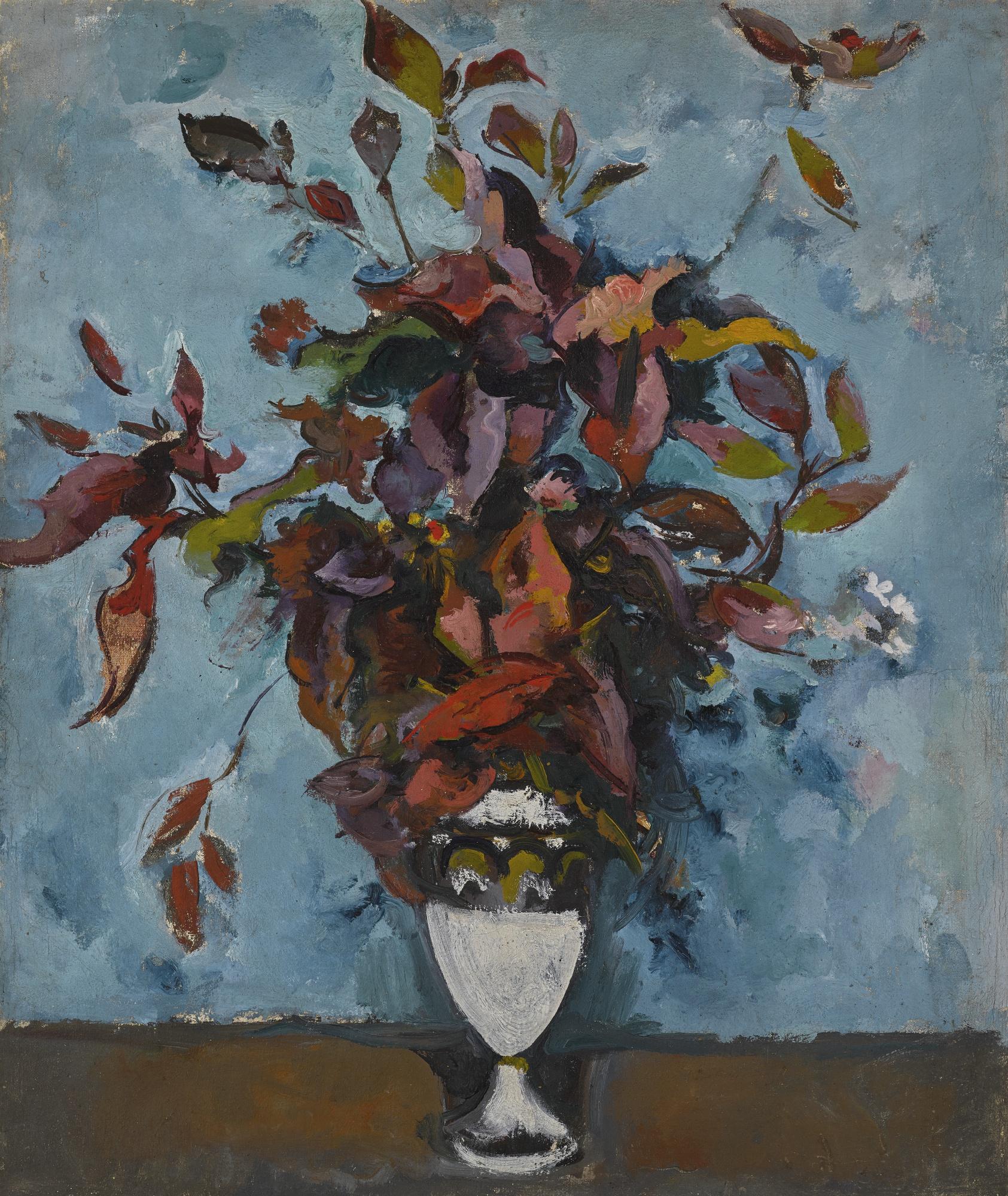 Alexander Vasilievich Kuprin - Autumn Bouquet Against Blue Background (Krylatskoe)