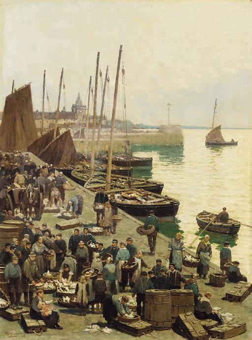 Alexander Young - An east coast harbour with fisherfolk