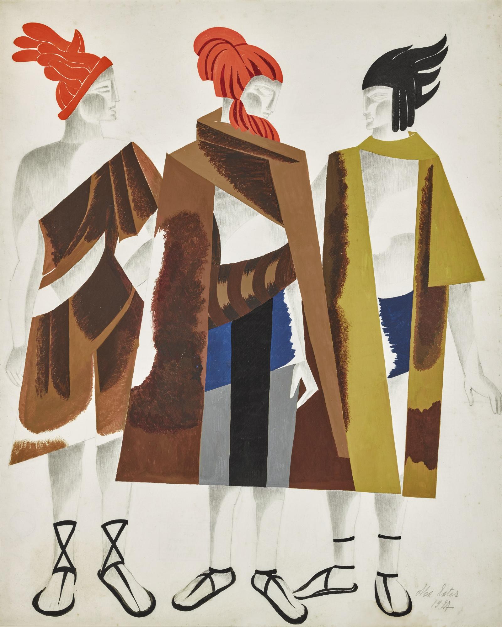 Alexandra Exter - Costume Design With Three Figures For La Donna Sullo Scudo