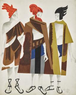 Alexandra Exter - Costume Design With Three Figures For La Donna Sullo Scudo