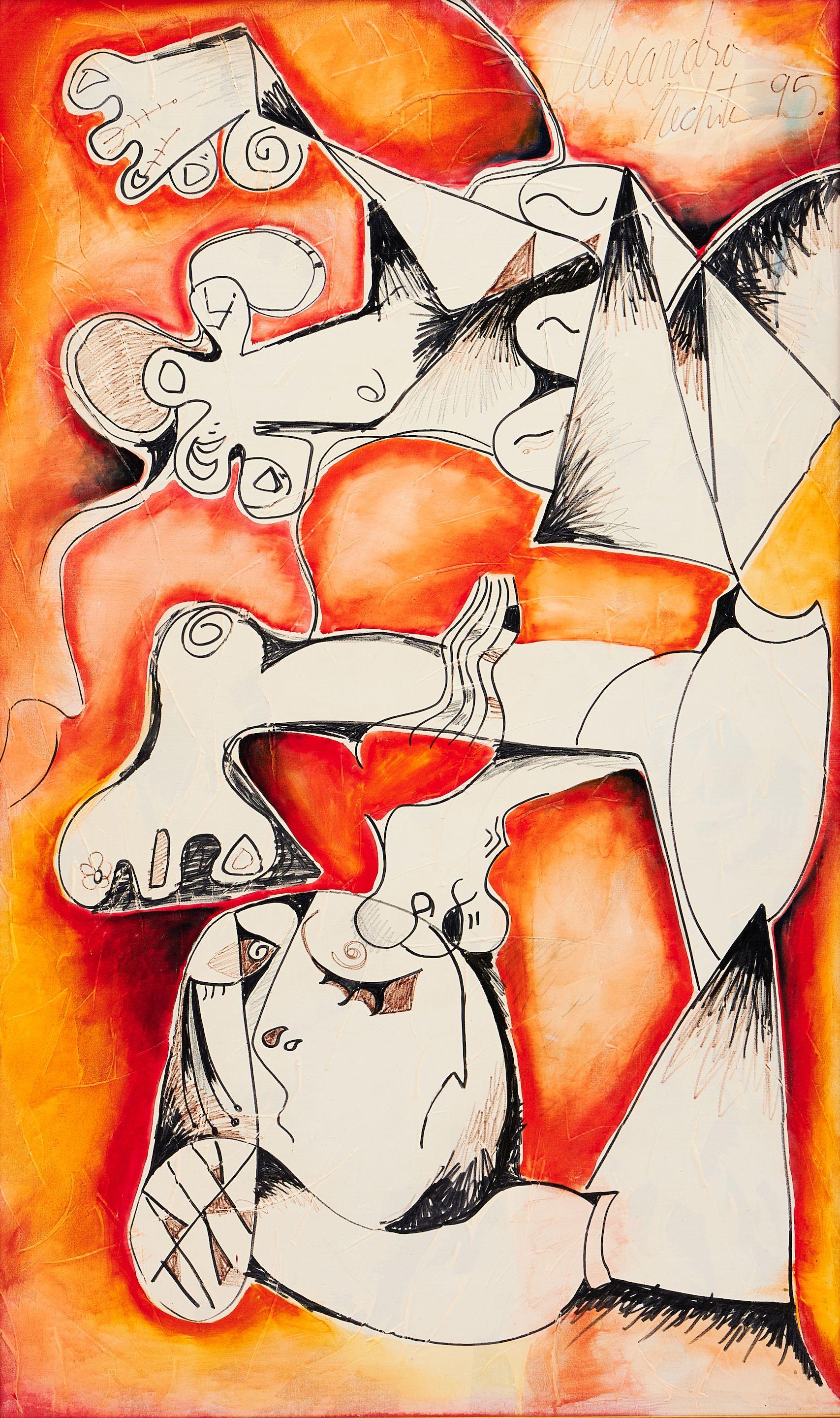 Alexandra Nechita - Sky Diver II 60 x 36 in. (152.4 x 91.4 cm) framed 67 1/2 x 43 1/2 x 3 3/4 in.