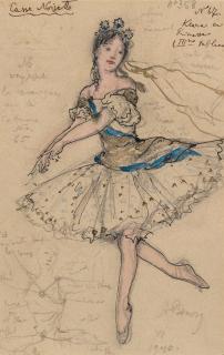 Alexandre Benois - A costume study for Clara, as Princess in Tchaikovsky\'s ballet The Nutcracker