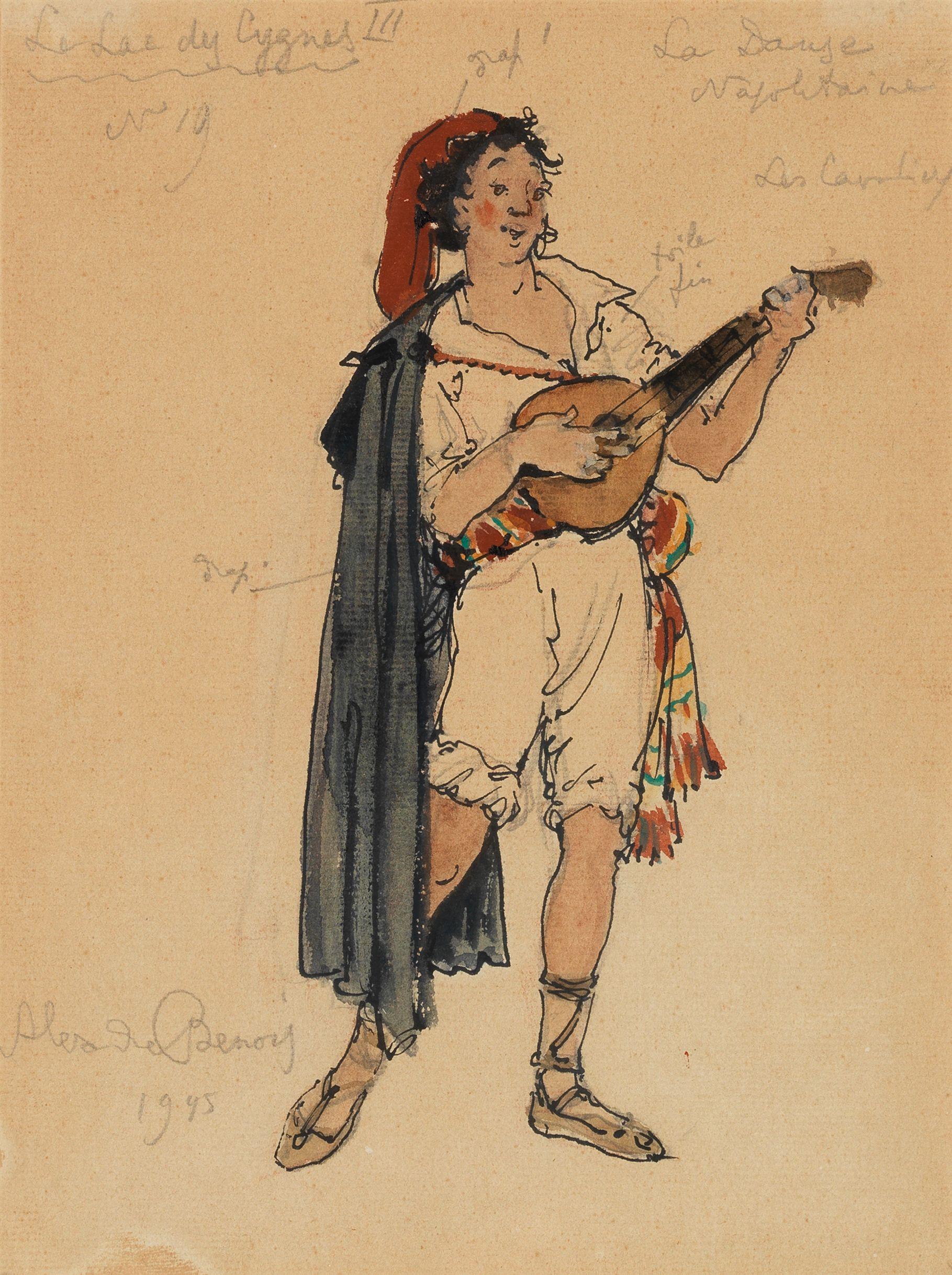 Alexandre Benois - Costume designs for Le Bourgeois Gentilhomme and Le Lac des Cygnes III, a pair