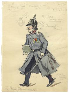 Alexandre Benois - Costume designs for \'Petrouchka\': The Police Commissioner; and Two soldiers
