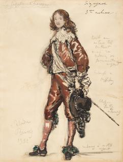 Alexandre Benois - Double sided costume design for Baron de Sigognac, for an unconfirmed production of Théophile Gautier\'s Capitaine Fracasse