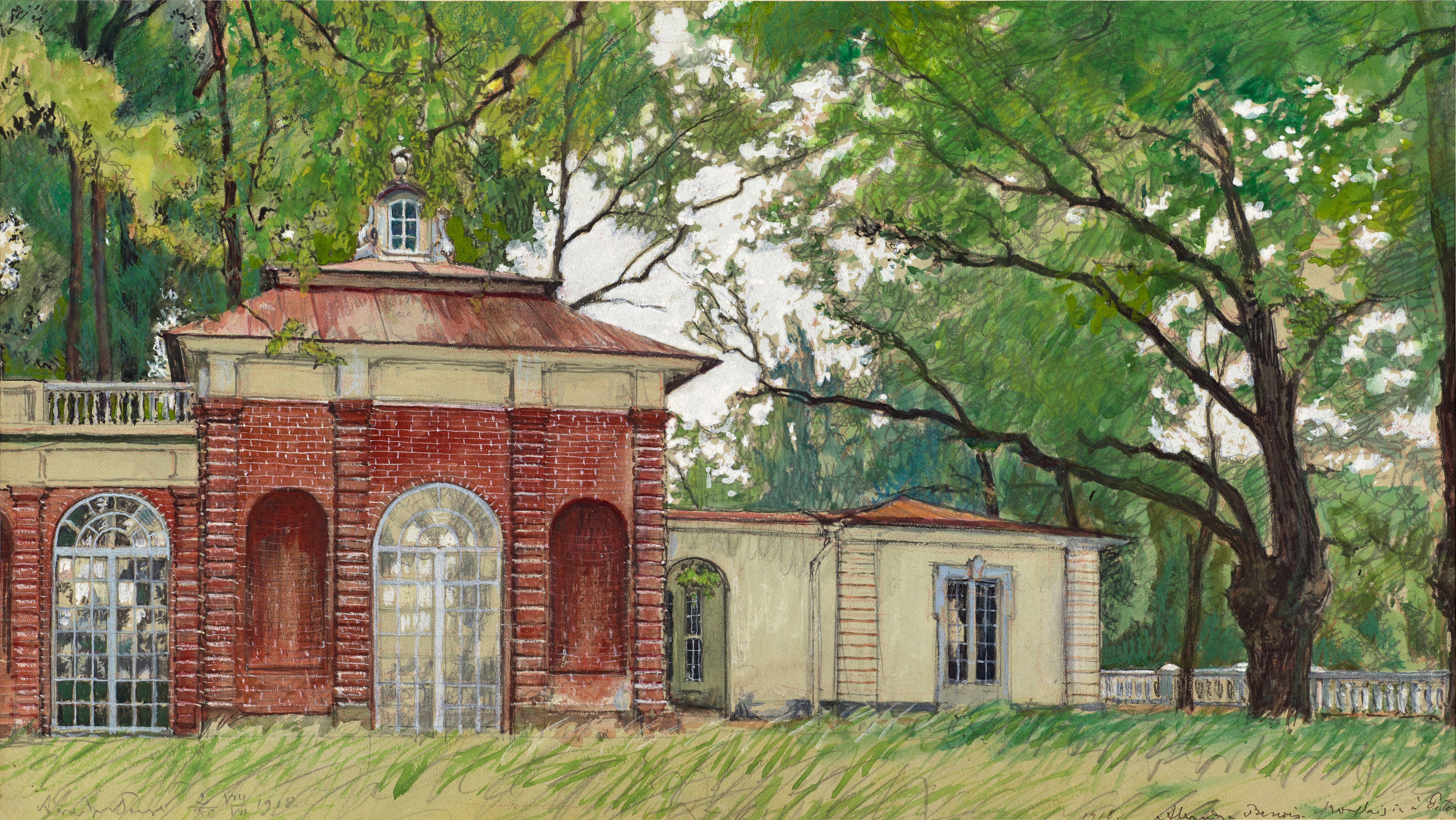 Alexandre Benois - \'Le Palais de Monplaisir, Peterhof\' 26 x 44.1cm (10 1/4 x 17 3/8in).