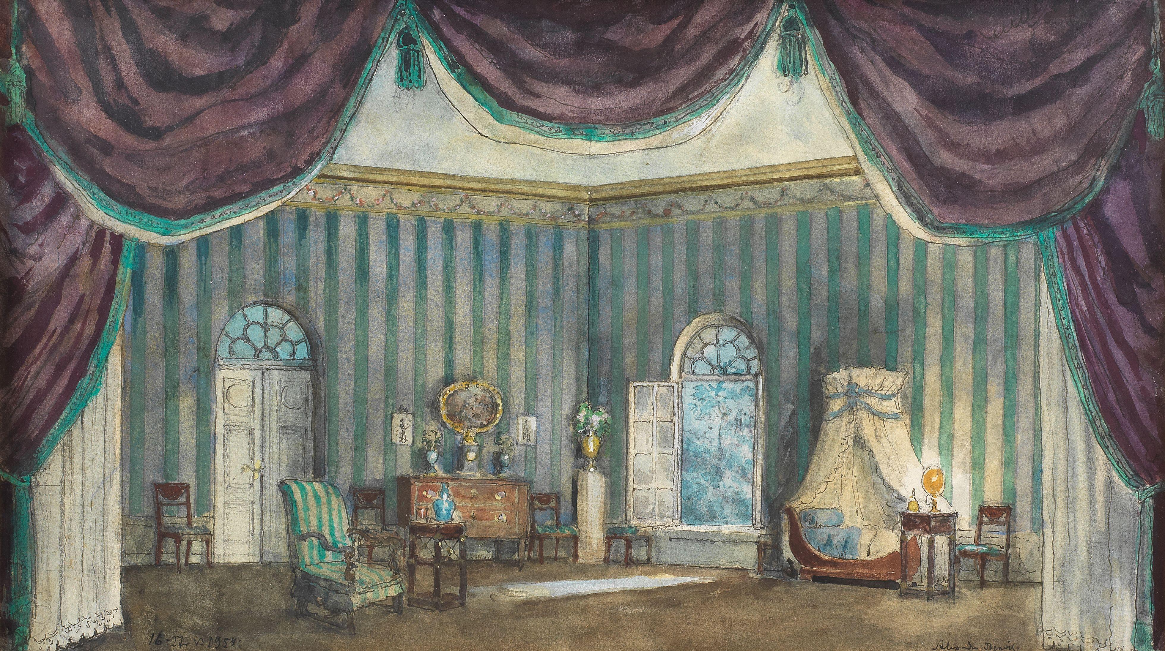 Alexandre Benois - Set design for \'Le Spectre de la Rose\'