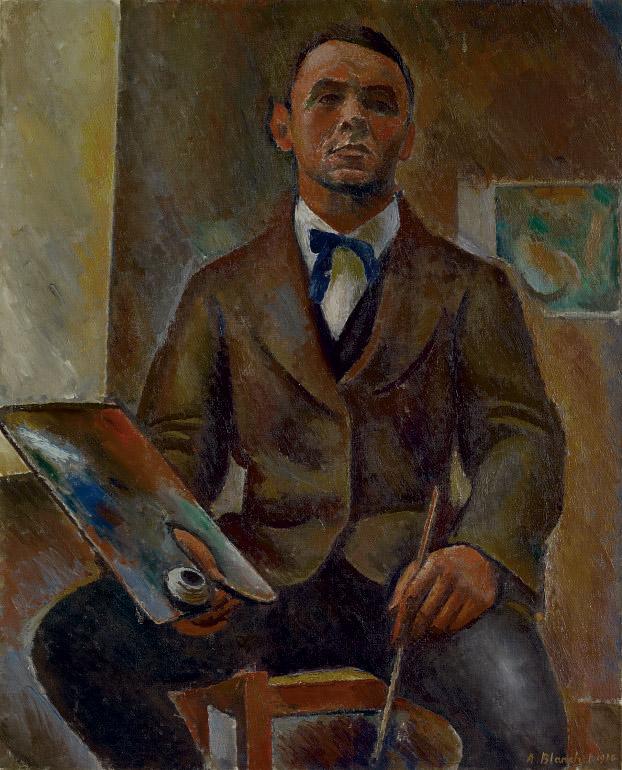 Alexandre Blanchet - Autoportrait assis à la palette et au pinceau, 1916