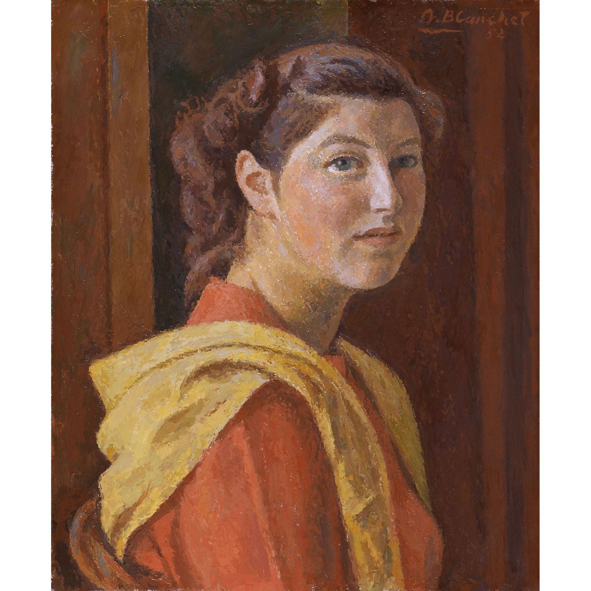 Alexandre Blanchet - Mädchen Mit Gelbem Schal, 1952 Girl With Yellow Scarf, 1952