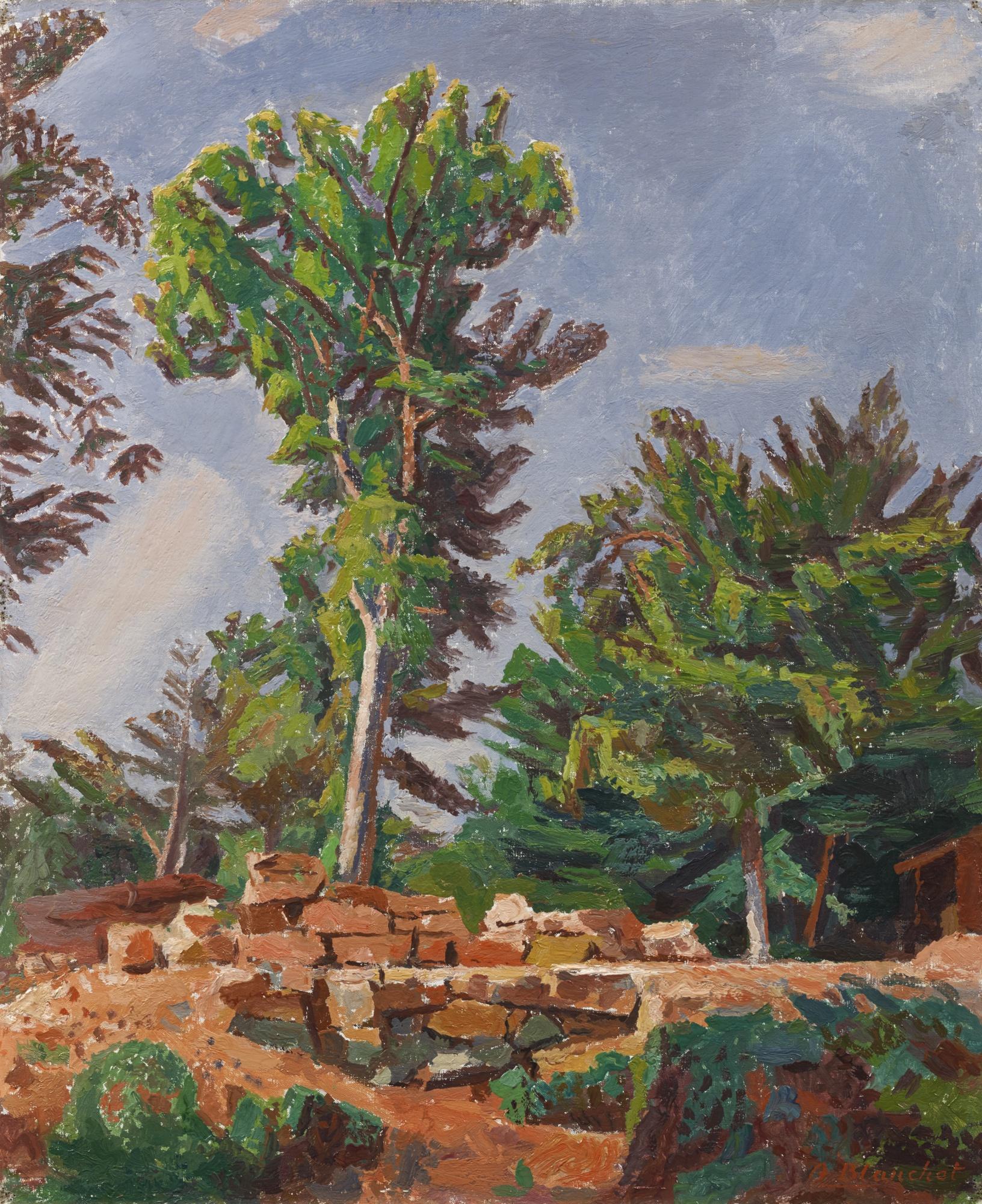 Alexandre Blanchet - Paysage De Ruines Avec Des Arbres