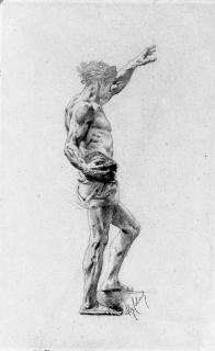 Alexandre Cabanel - Study of a nude in profile, the left leg raised