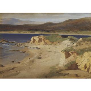 Alexandre Calame - A Coastal View Near Cannes