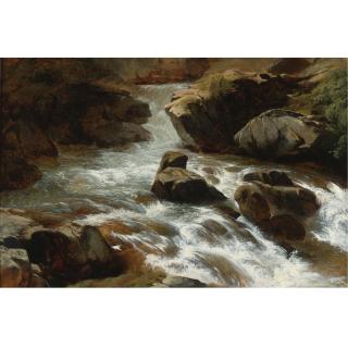 Alexandre Calame - A Rocky Stream With Rapids