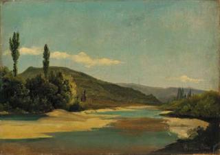 Alexandre Calame - A view of the river Birse, near Bâle, Switzerland