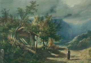 Alexandre Calame - Alpine Landschaft bei aufziehendem Gewitter.