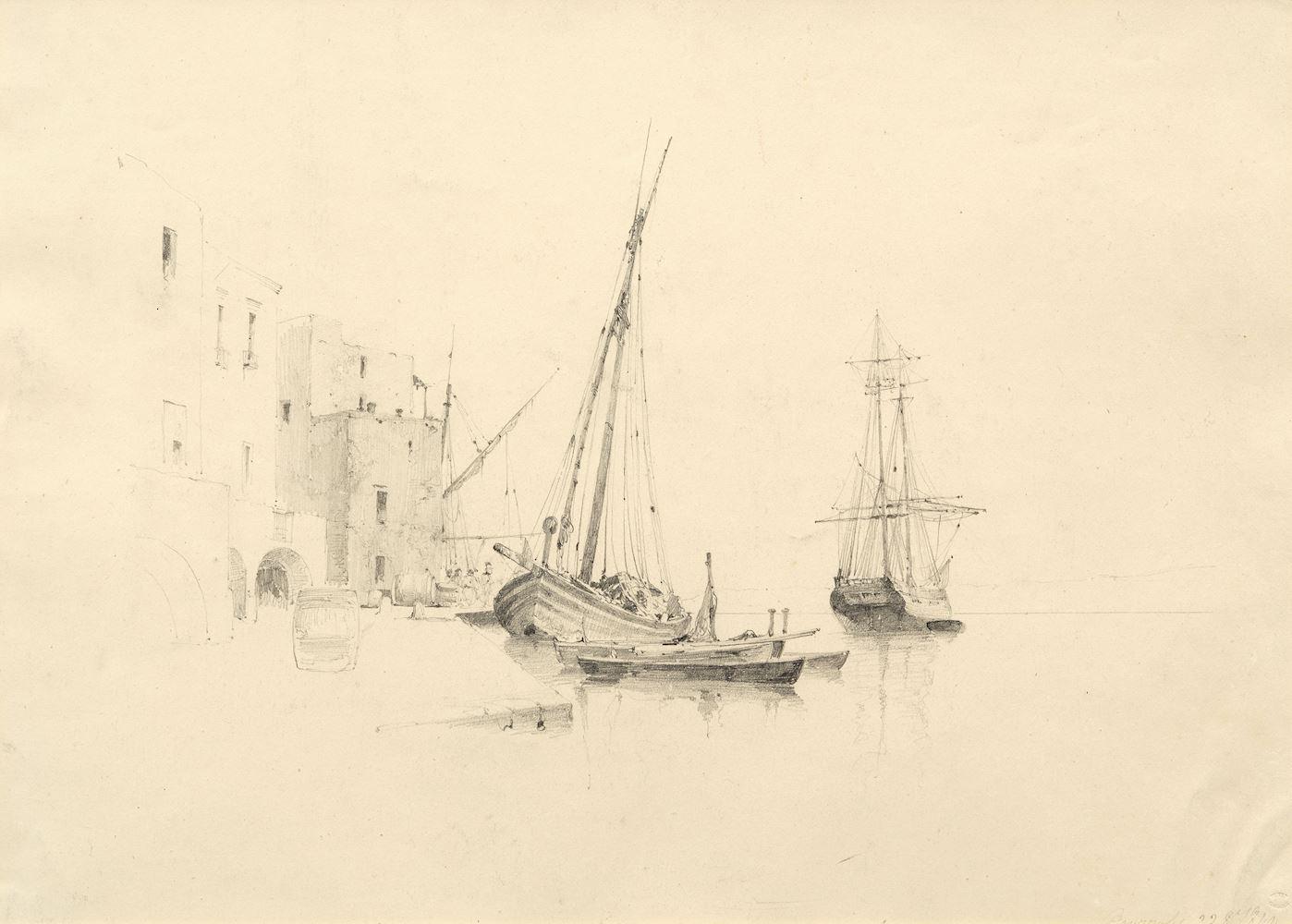 Alexandre Calame - Bataux à Pouzzoles.