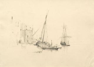 Alexandre Calame - Bataux à Pouzzoles.