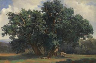 Alexandre Calame - Paysage Aux Chênes Landscape With Oak Trees