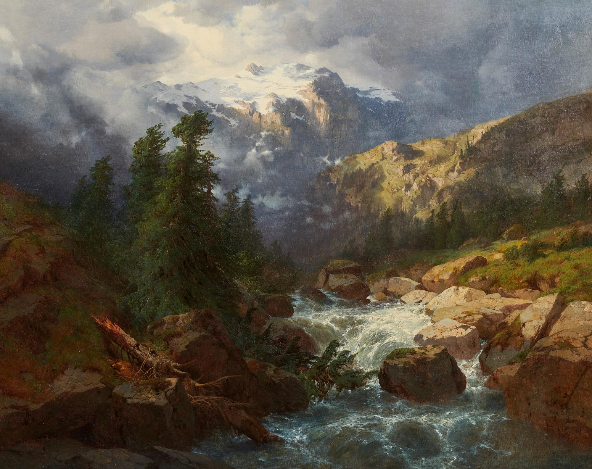 Alexandre Calame - Souvenir de la Handeck, effet d\'orage, 1858