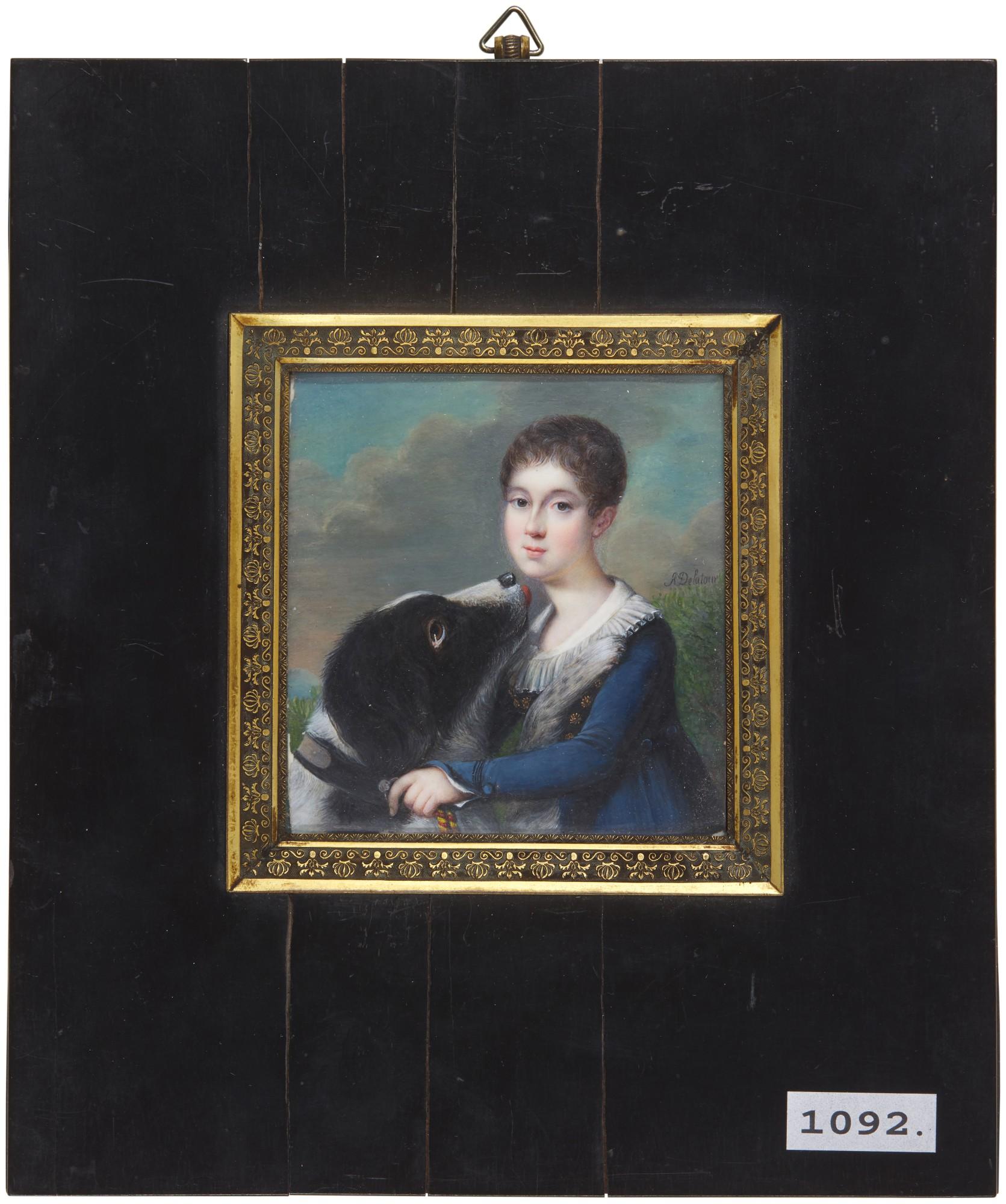 Alexandre Delatour - Portrait of boy with his dog, circa 1827