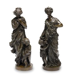 Alexandre Etienne Stella - Allegorical figures: autumn and winter (a pair)