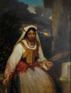 Alexandre-Gabriel Decamps - A peasant girl with a distaff