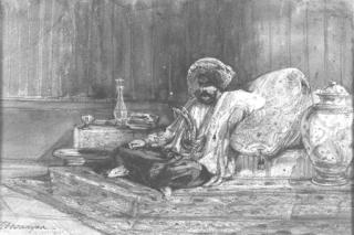 Alexandre-Gabriel Decamps - A reclining pasha