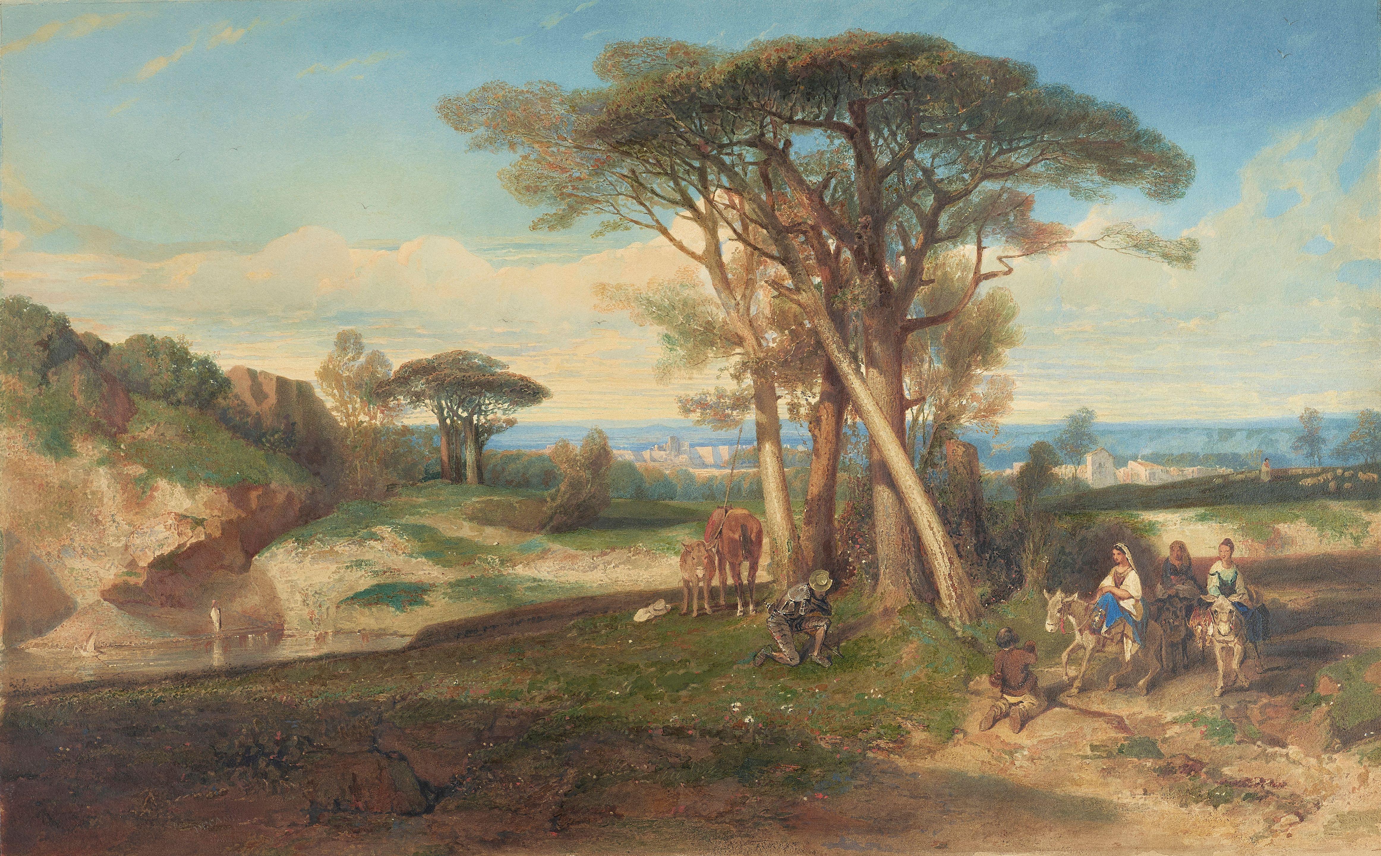 Alexandre Gabriel Decamps - A study for Paysage (Don Quichotte)